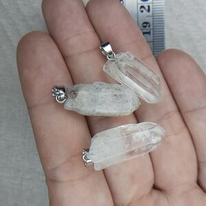 3pc Clear Quartz Point Pendants #4